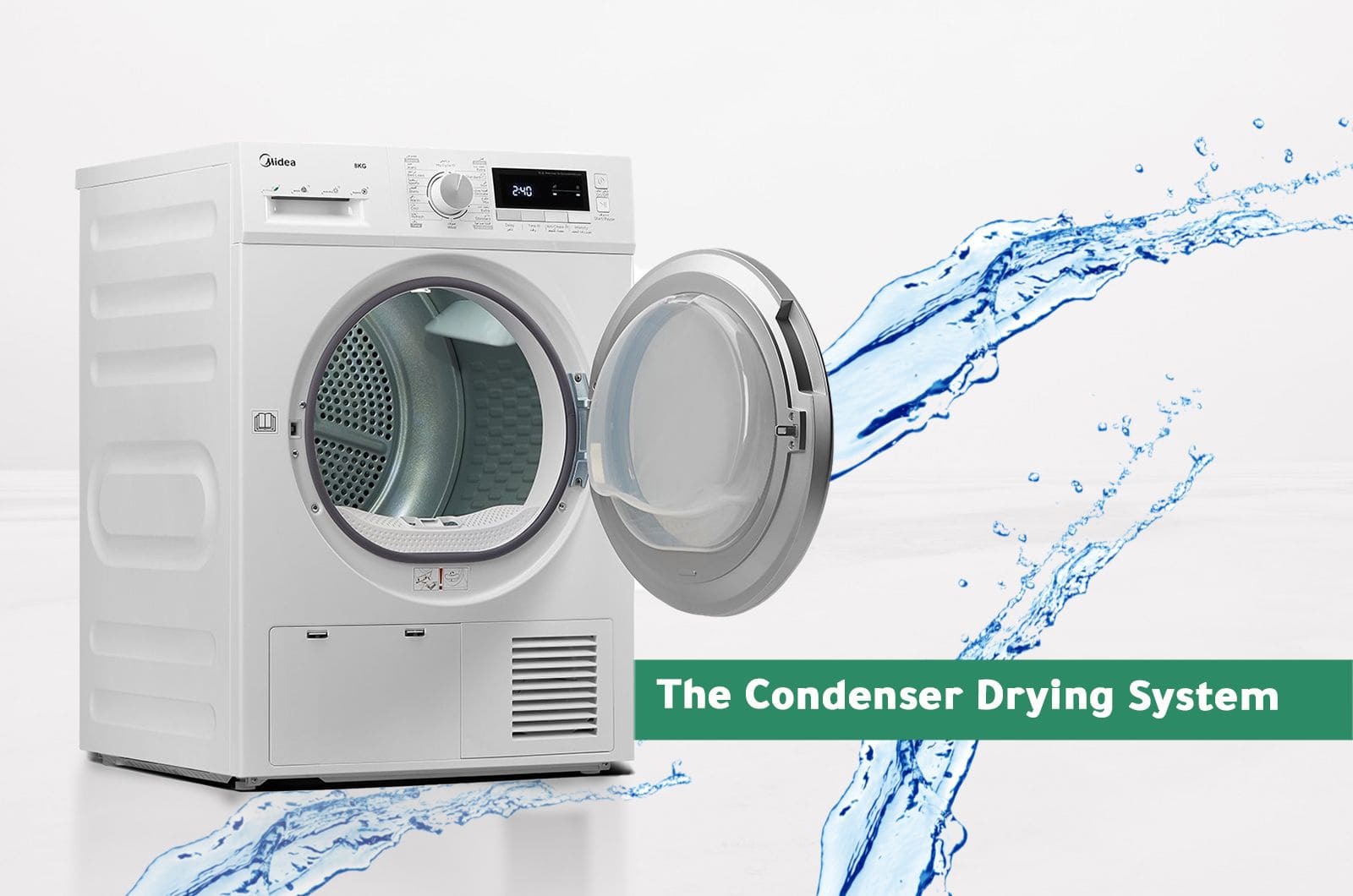 Midea Dryer Front Load - Condensing - 8 Kg Drying - 16 Programs - White - MDG80C 1 MDG80CENG 1