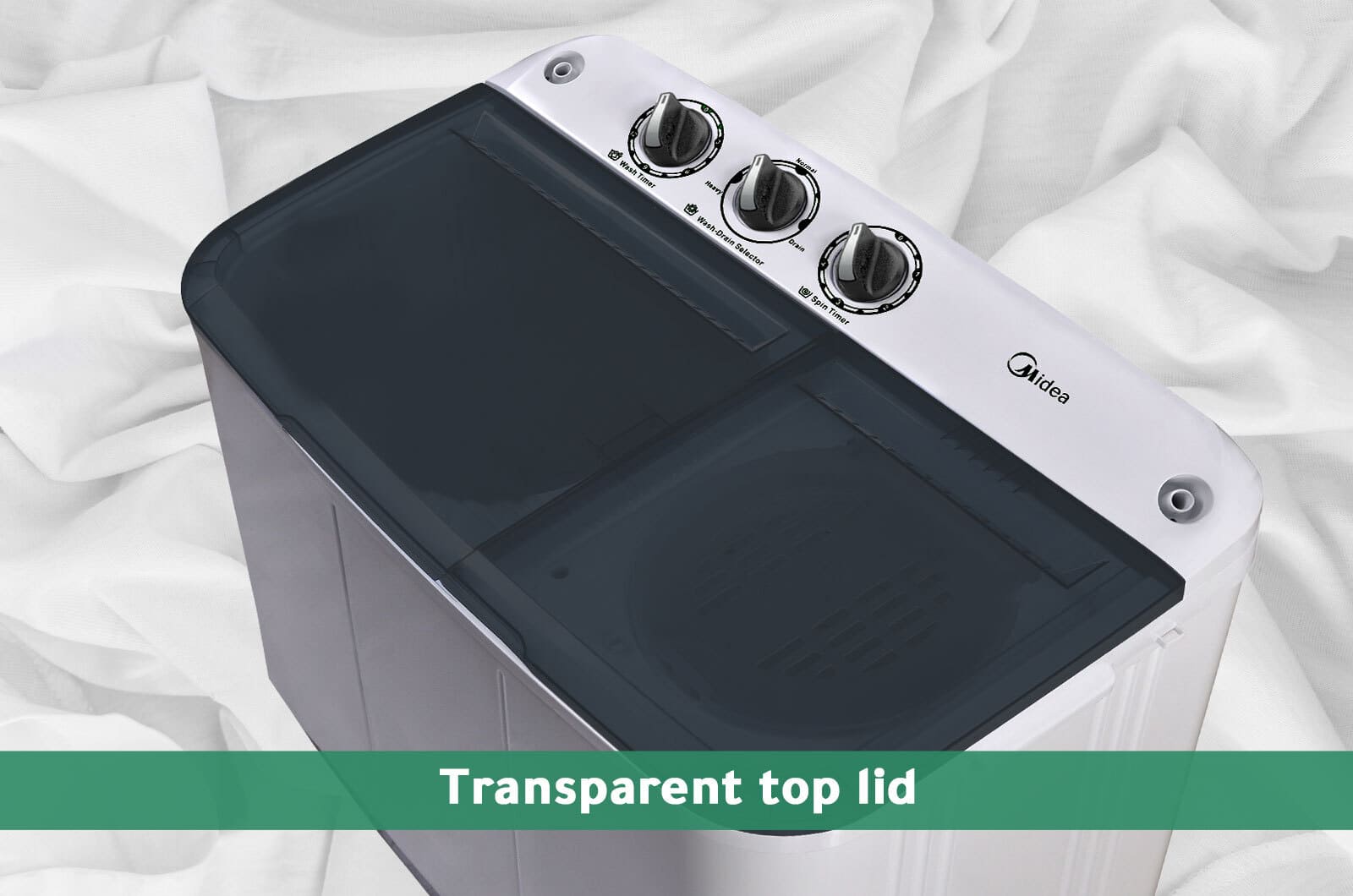 Midea Washer Top Load - Twin-Tub - 5 Kg Washing & 3.6 Kg Drying - 3 Programs - White - TW50(257)NB 2 TW50257NBeng 2