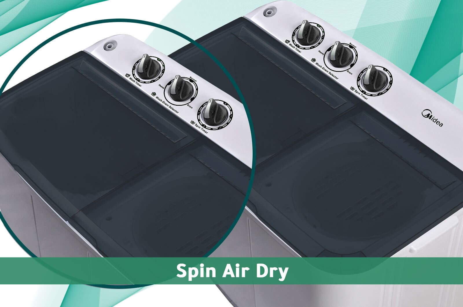 Midea Washer Top Load - Twin-Tub - 5 Kg Washing & 3.6 Kg Drying - 3 Programs - White - TW50(257)NB 3 TW50257NBeng 3